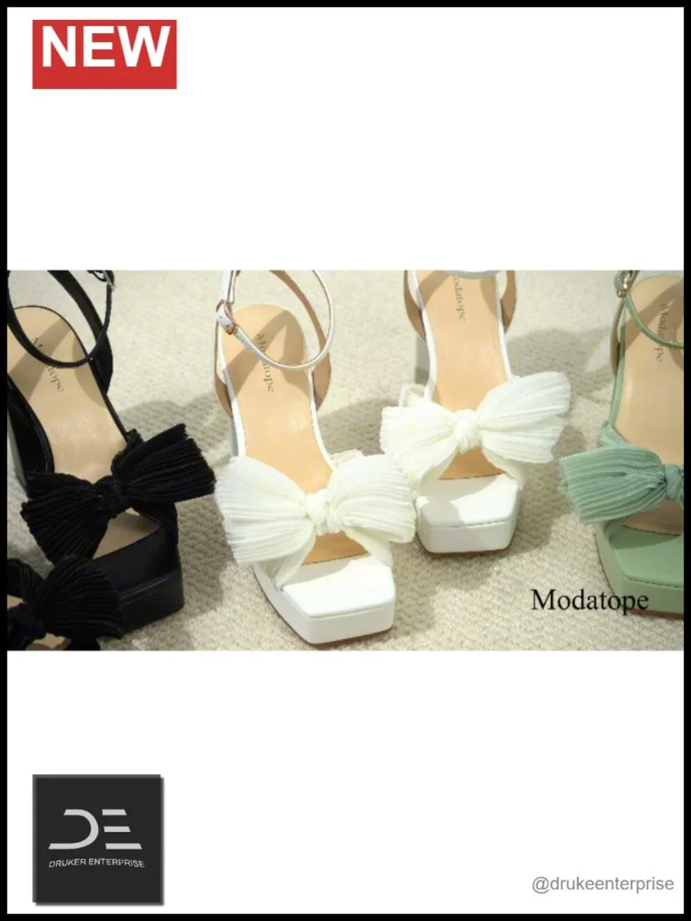 Modatope Platform Heels for Women Bow Chunky Heel Square Open Toe Ankle Strap